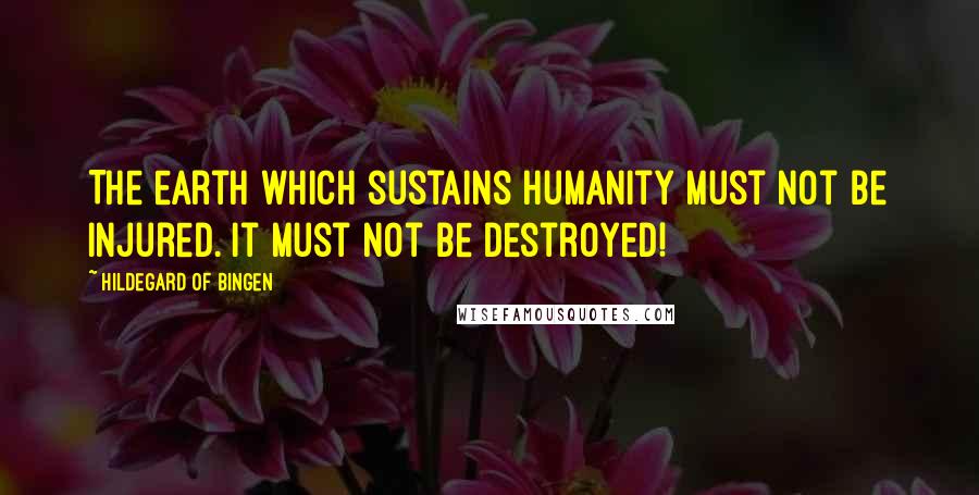 Hildegard Of Bingen Quotes: The earth which sustains humanity must not be injured. It must not be destroyed!