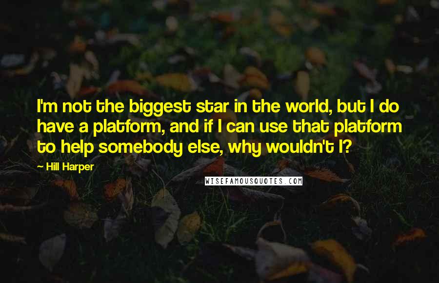 Hill Harper Quotes: I'm not the biggest star in the world, but I do have a platform, and if I can use that platform to help somebody else, why wouldn't I?