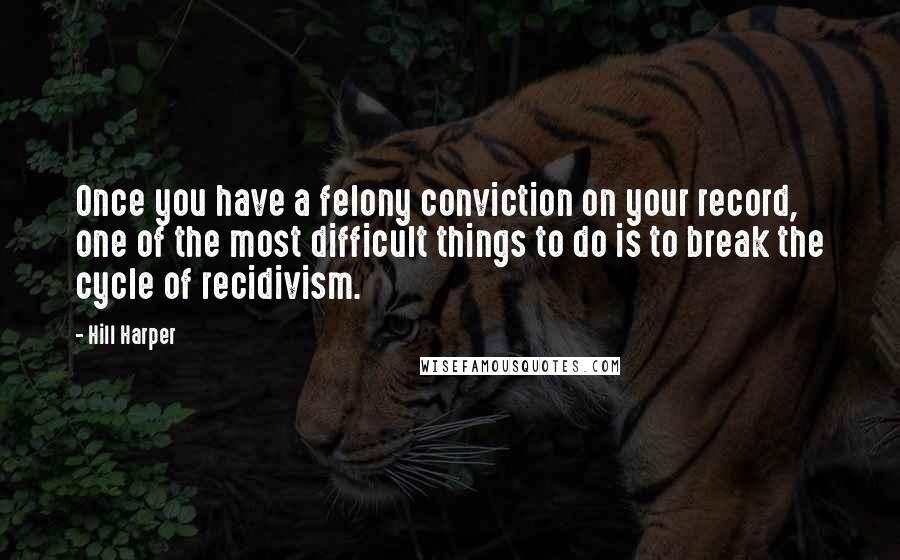 Hill Harper Quotes: Once you have a felony conviction on your record, one of the most difficult things to do is to break the cycle of recidivism.