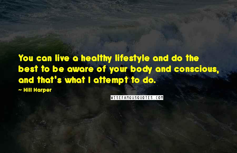 Hill Harper Quotes: You can live a healthy lifestyle and do the best to be aware of your body and conscious, and that's what I attempt to do.