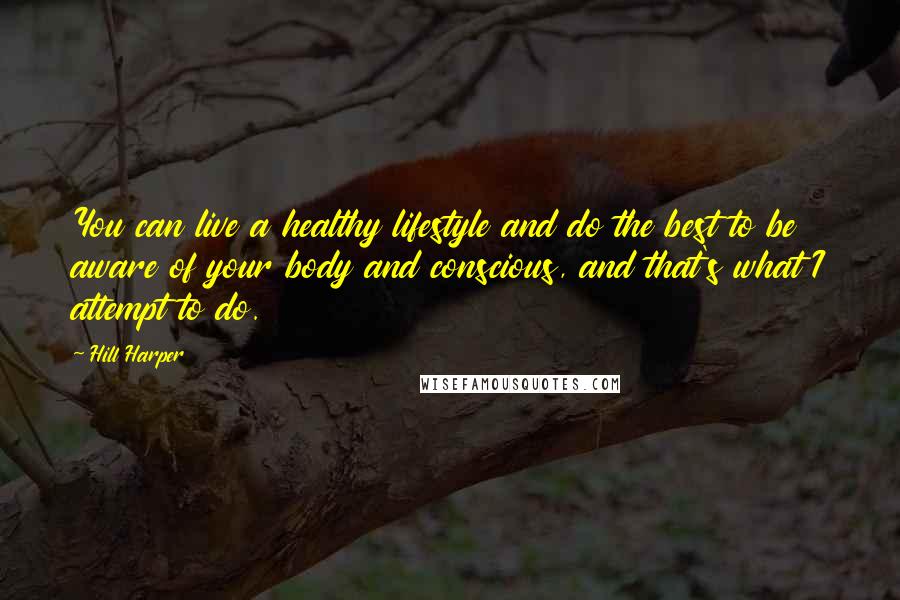 Hill Harper Quotes: You can live a healthy lifestyle and do the best to be aware of your body and conscious, and that's what I attempt to do.