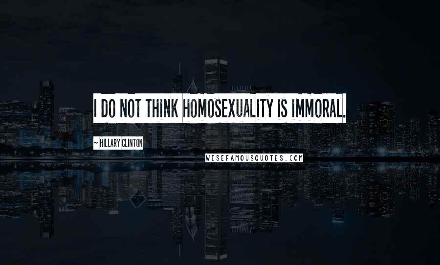 Hillary Clinton Quotes: I do not think homosexuality is immoral.