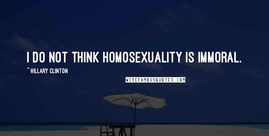 Hillary Clinton Quotes: I do not think homosexuality is immoral.
