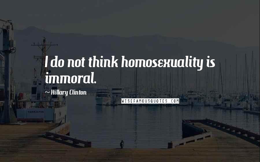 Hillary Clinton Quotes: I do not think homosexuality is immoral.