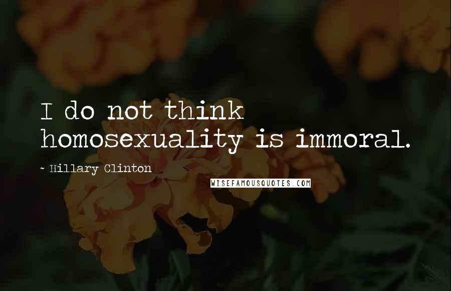 Hillary Clinton Quotes: I do not think homosexuality is immoral.