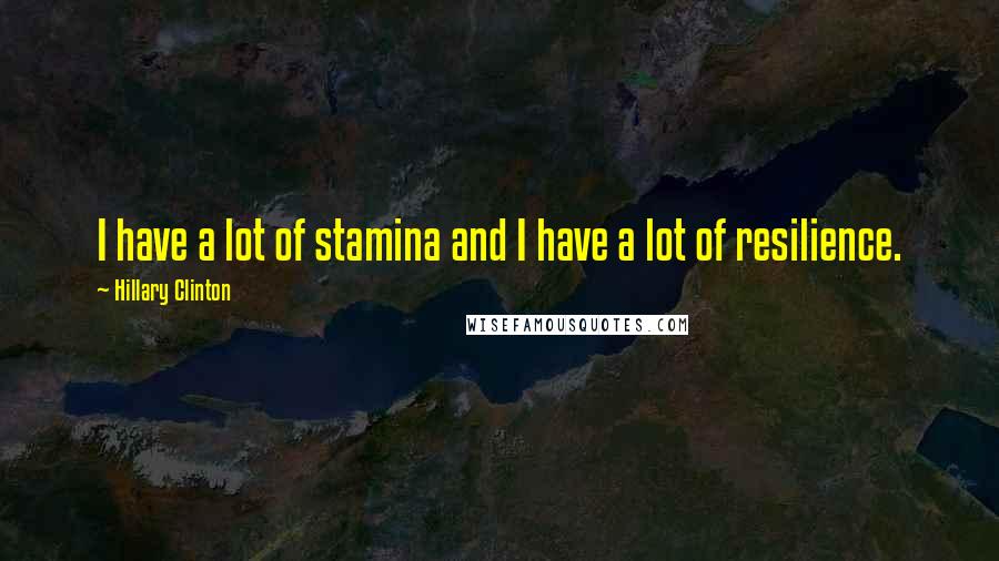 Hillary Clinton Quotes: I have a lot of stamina and I have a lot of resilience.