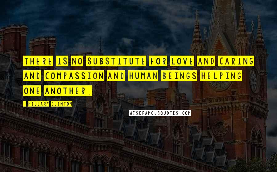 Hillary Clinton Quotes: There is no substitute for love and caring and compassion and human beings helping one another.