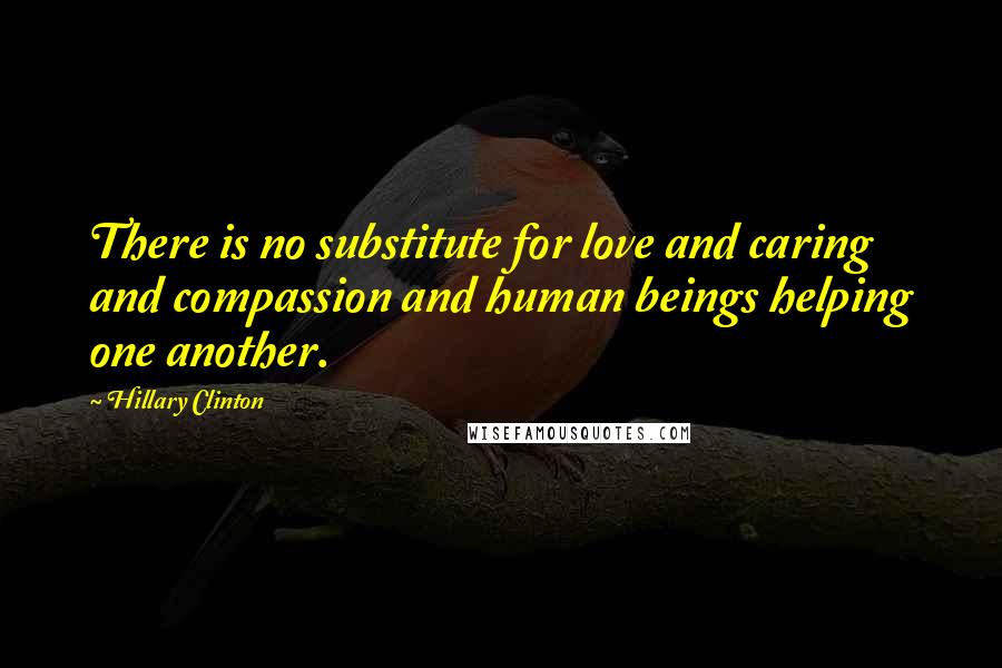 Hillary Clinton Quotes: There is no substitute for love and caring and compassion and human beings helping one another.