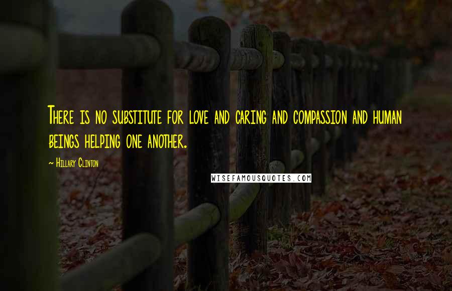 Hillary Clinton Quotes: There is no substitute for love and caring and compassion and human beings helping one another.