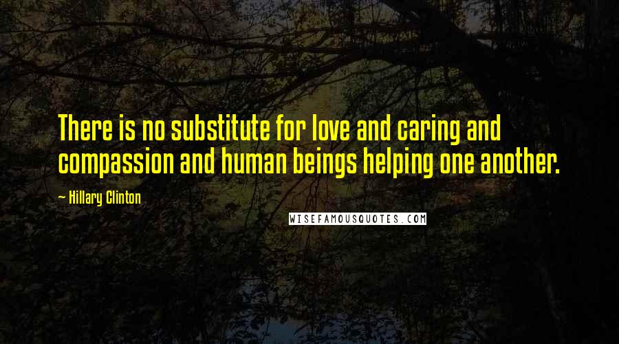 Hillary Clinton Quotes: There is no substitute for love and caring and compassion and human beings helping one another.