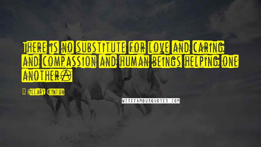 Hillary Clinton Quotes: There is no substitute for love and caring and compassion and human beings helping one another.