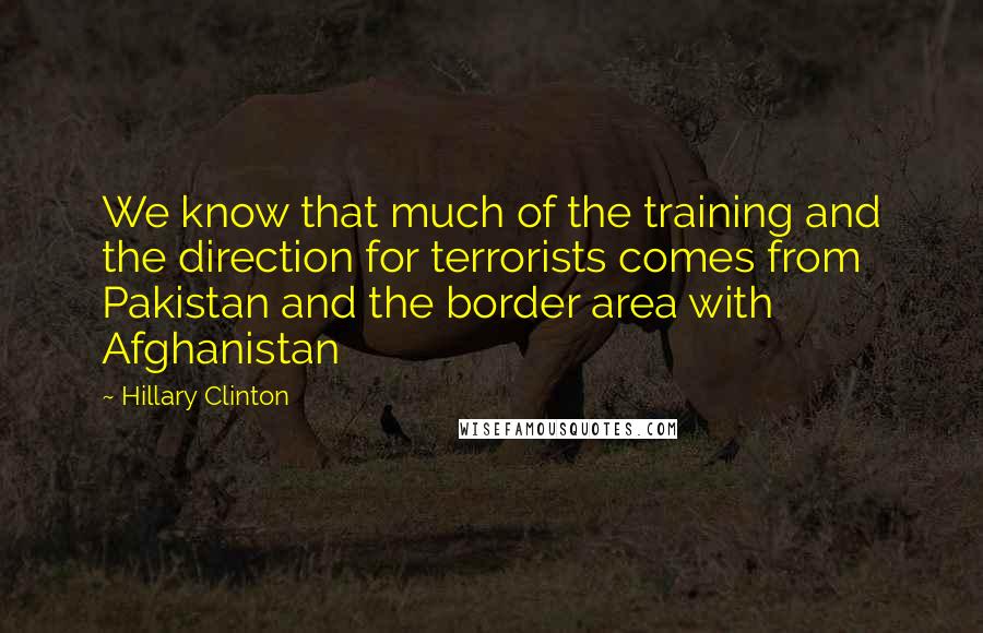 Hillary Clinton Quotes: We know that much of the training and the direction for terrorists comes from Pakistan and the border area with Afghanistan