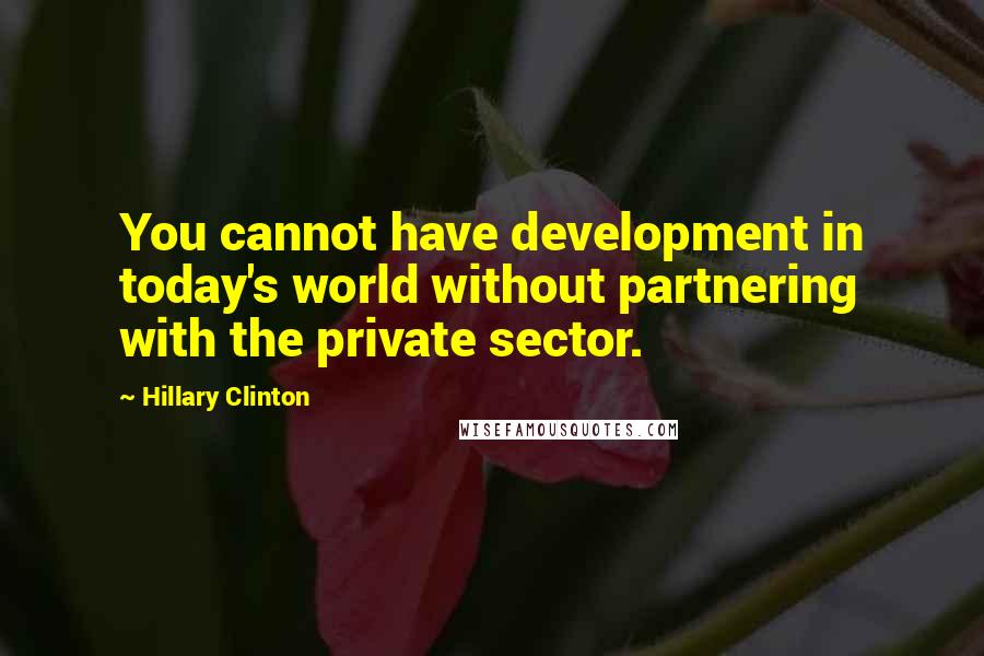 Hillary Clinton Quotes: You cannot have development in today's world without partnering with the private sector.