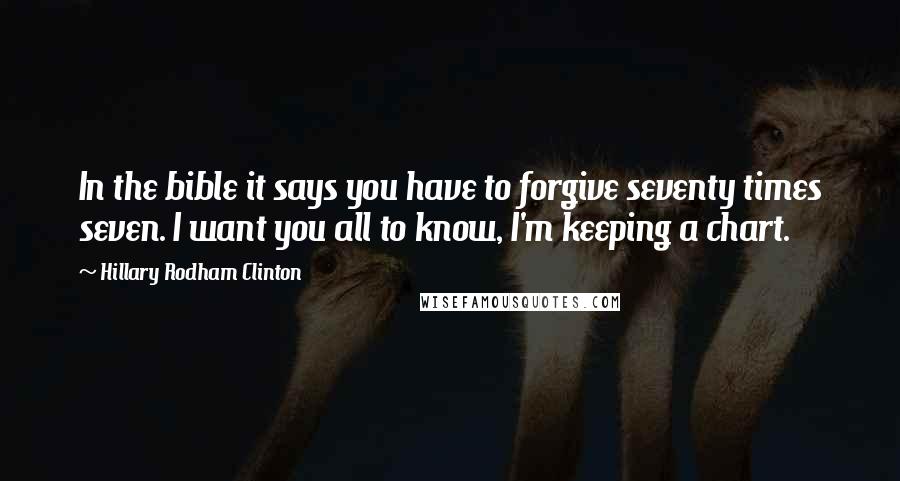 Hillary Rodham Clinton Quotes: In the bible it says you have to forgive seventy times seven. I want you all to know, I'm keeping a chart.