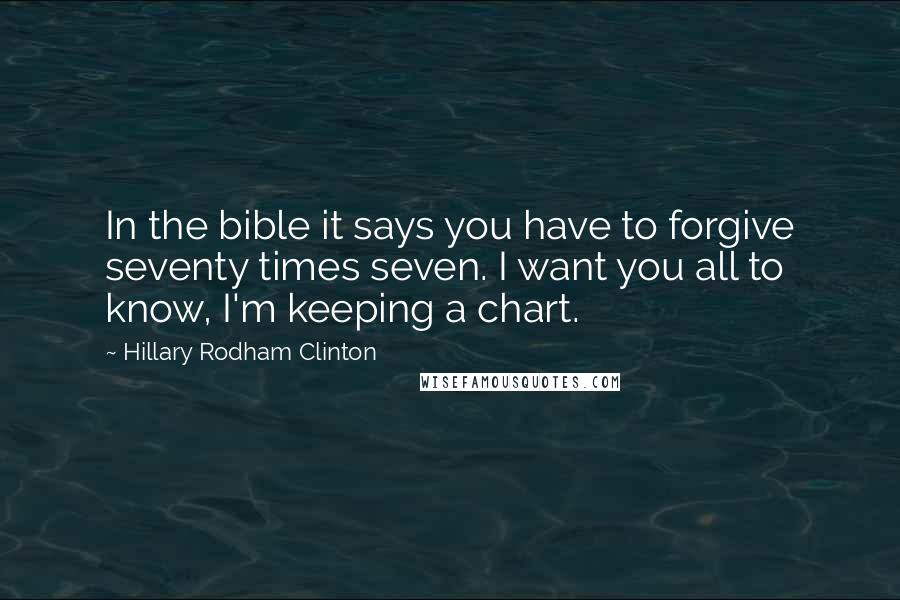 Hillary Rodham Clinton Quotes: In the bible it says you have to forgive seventy times seven. I want you all to know, I'm keeping a chart.