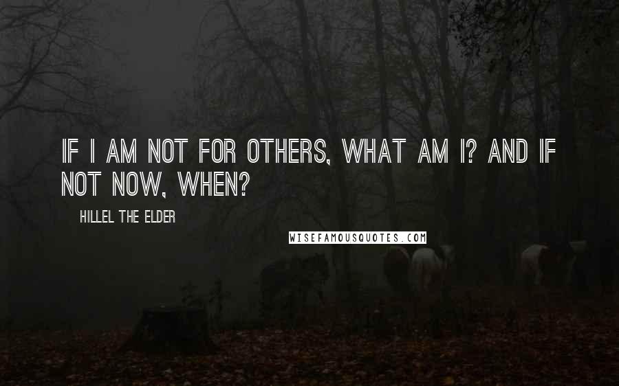 Hillel The Elder Quotes: If I am not for others, what am I? And if not now, when?