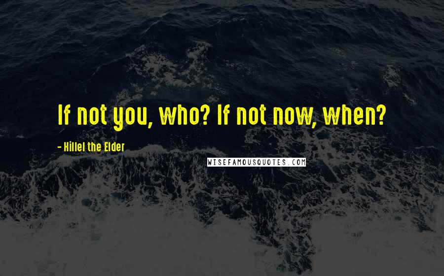 Hillel The Elder Quotes: If not you, who? If not now, when?