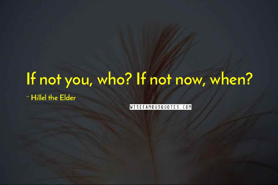Hillel The Elder Quotes: If not you, who? If not now, when?