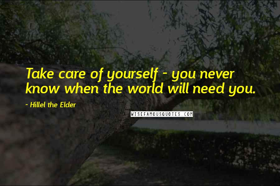 Hillel The Elder Quotes: Take care of yourself - you never know when the world will need you.
