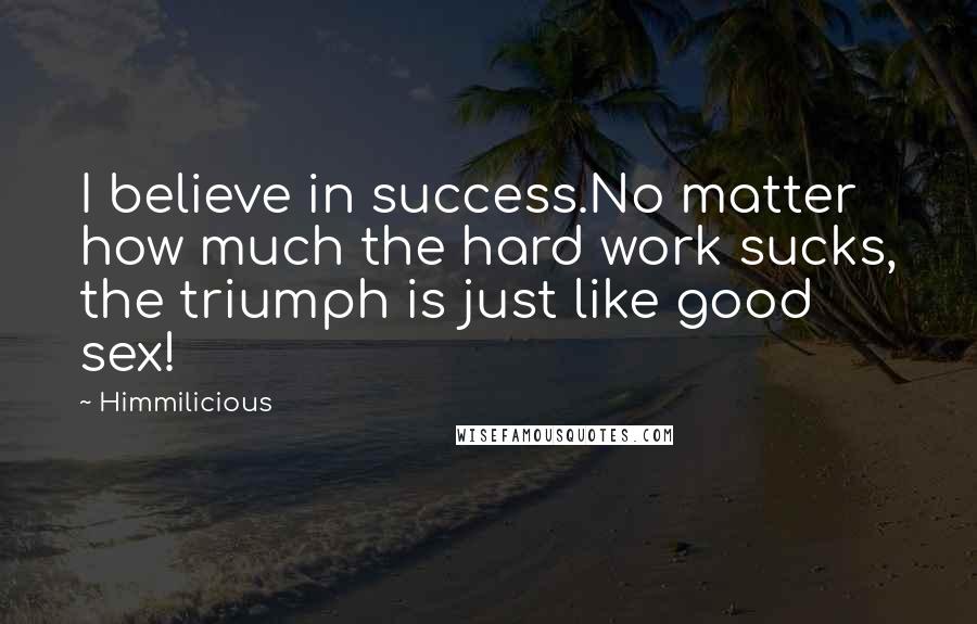 Himmilicious Quotes: I believe in success.No matter how much the hard work sucks, the triumph is just like good sex!