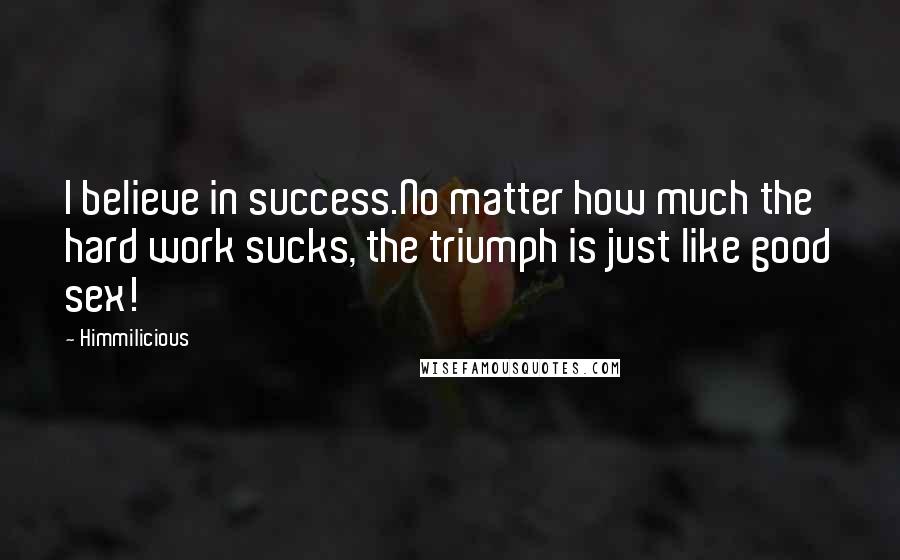 Himmilicious Quotes: I believe in success.No matter how much the hard work sucks, the triumph is just like good sex!