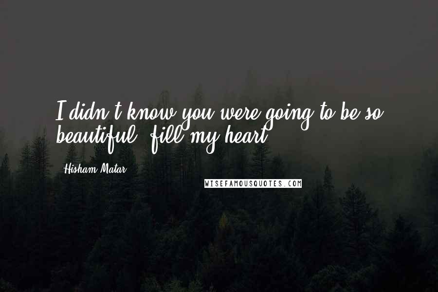 Hisham Matar Quotes: I didn't know you were going to be so beautiful, fill my heart..
