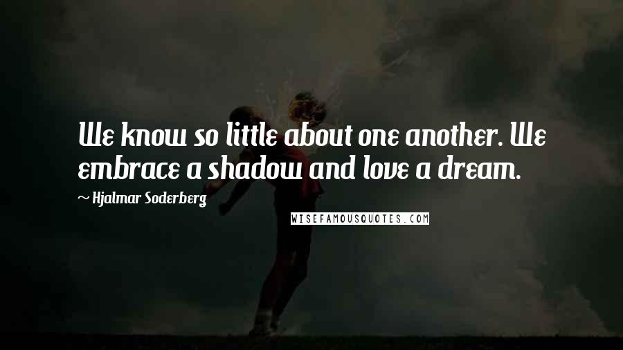 Hjalmar Soderberg Quotes: We know so little about one another. We embrace a shadow and love a dream.