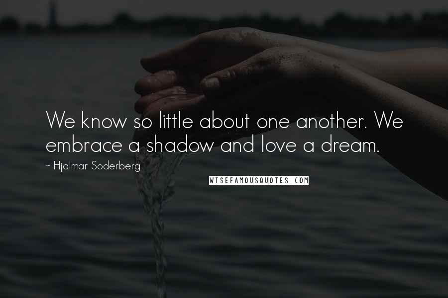 Hjalmar Soderberg Quotes: We know so little about one another. We embrace a shadow and love a dream.