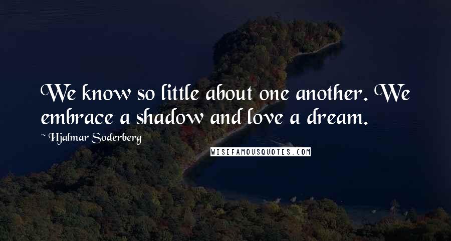 Hjalmar Soderberg Quotes: We know so little about one another. We embrace a shadow and love a dream.
