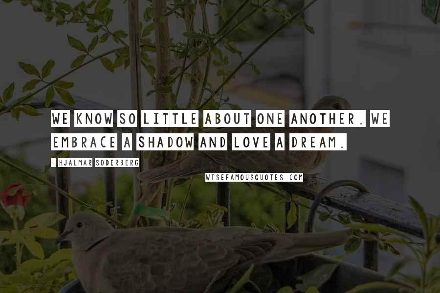 Hjalmar Soderberg Quotes: We know so little about one another. We embrace a shadow and love a dream.