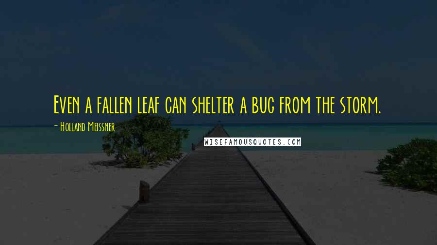 Holland Meissner Quotes: Even a fallen leaf can shelter a bug from the storm.