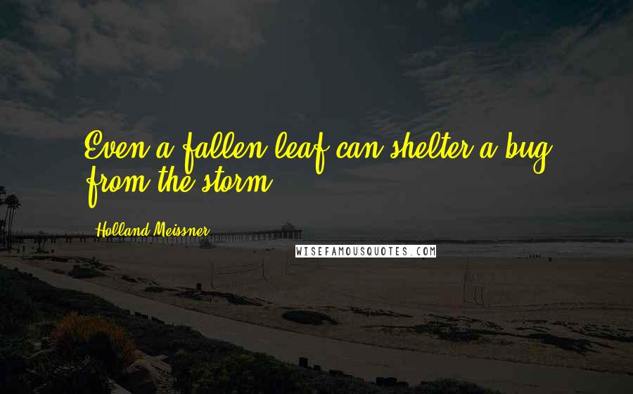 Holland Meissner Quotes: Even a fallen leaf can shelter a bug from the storm.