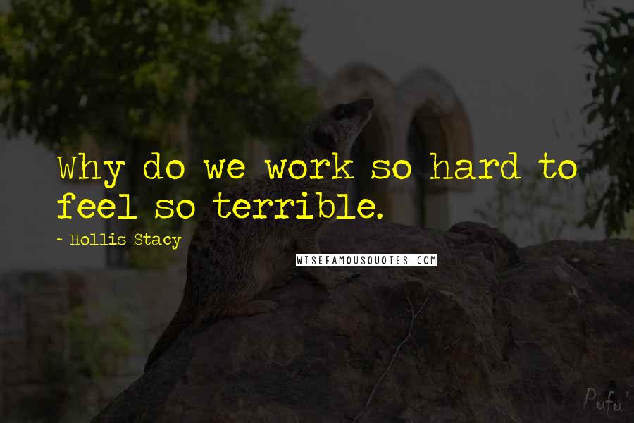 Hollis Stacy Quotes: Why do we work so hard to feel so terrible.