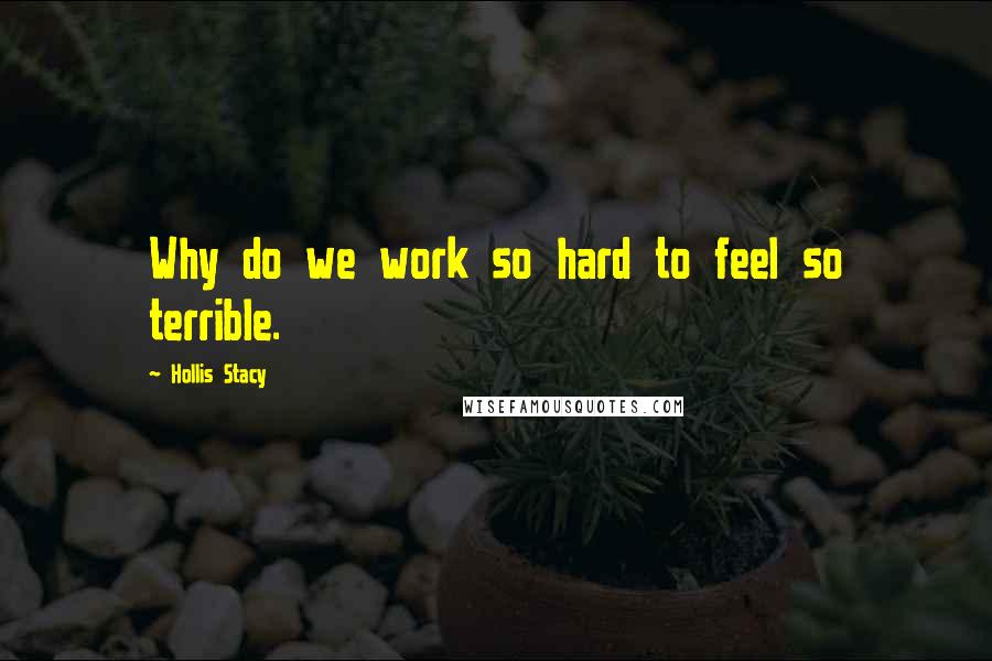 Hollis Stacy Quotes: Why do we work so hard to feel so terrible.