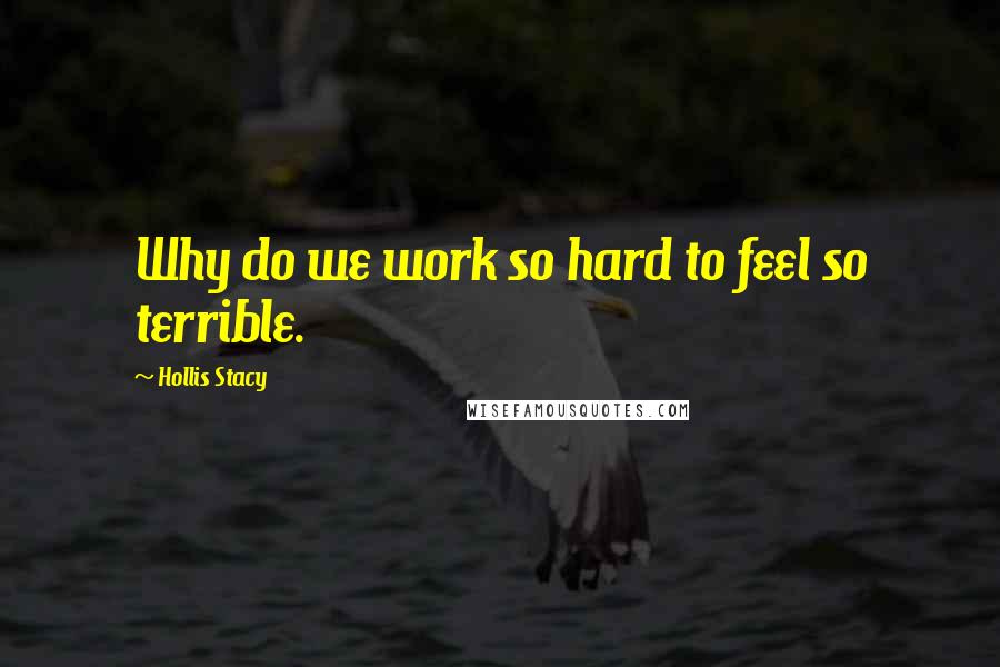 Hollis Stacy Quotes: Why do we work so hard to feel so terrible.