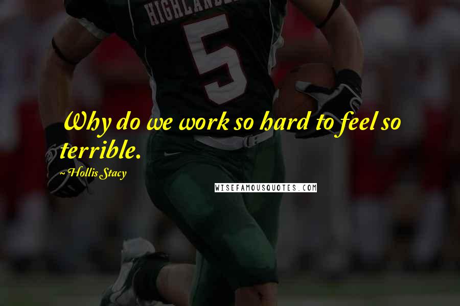 Hollis Stacy Quotes: Why do we work so hard to feel so terrible.