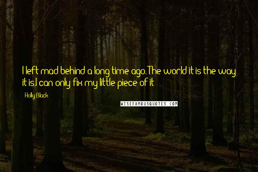 Holly Black Quotes: I left mad behind a long time ago. The world it is the way it is.I can only fix my little piece of it