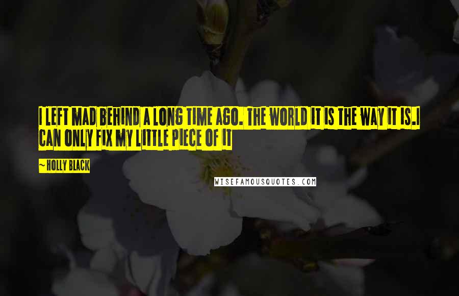 Holly Black Quotes: I left mad behind a long time ago. The world it is the way it is.I can only fix my little piece of it