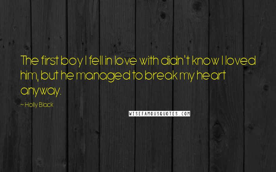 Holly Black Quotes: The first boy I fell in love with didn't know I loved him, but he managed to break my heart anyway.