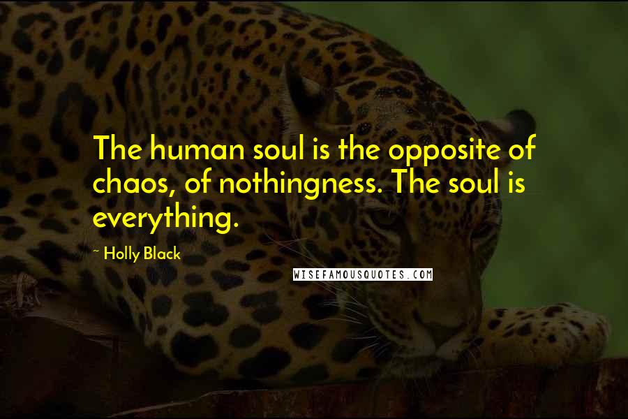 Holly Black Quotes: The human soul is the opposite of chaos, of nothingness. The soul is everything.