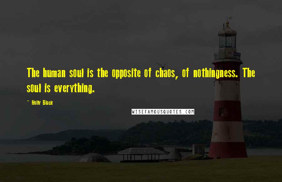 Holly Black Quotes: The human soul is the opposite of chaos, of nothingness. The soul is everything.