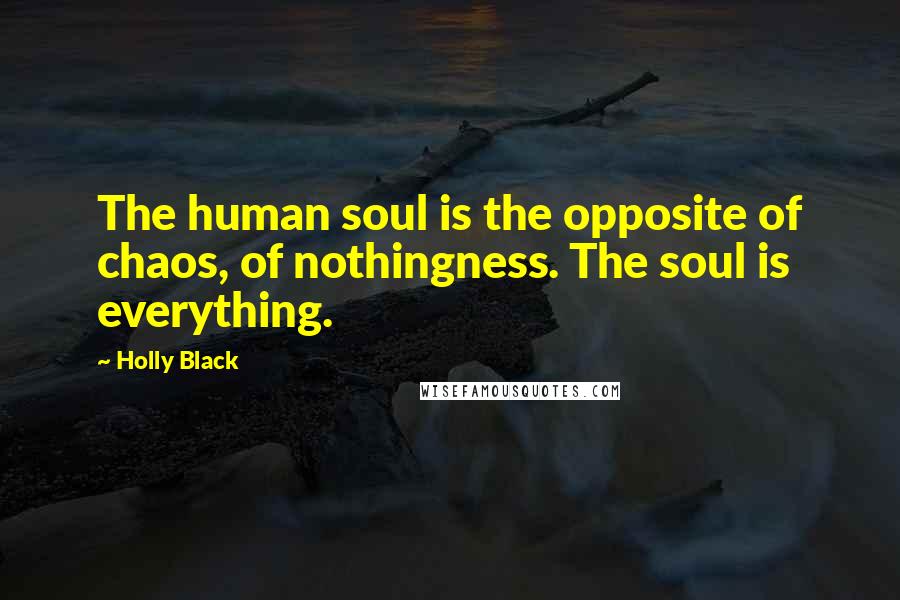 Holly Black Quotes: The human soul is the opposite of chaos, of nothingness. The soul is everything.