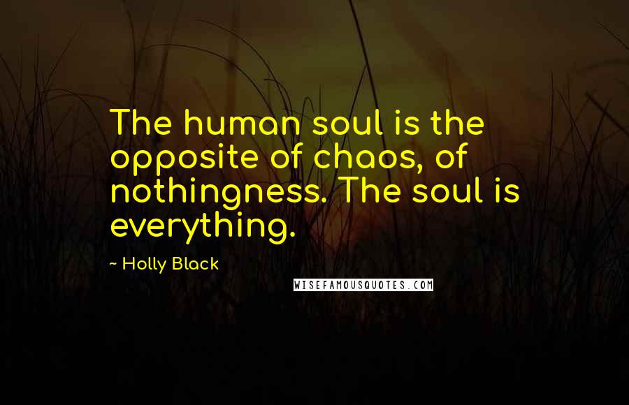 Holly Black Quotes: The human soul is the opposite of chaos, of nothingness. The soul is everything.