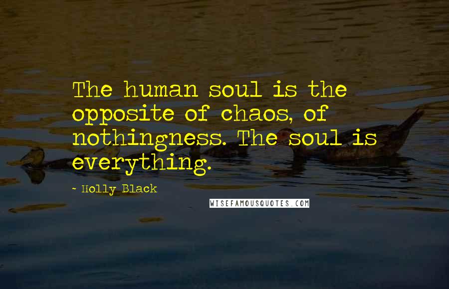 Holly Black Quotes: The human soul is the opposite of chaos, of nothingness. The soul is everything.