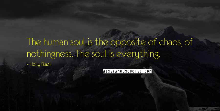 Holly Black Quotes: The human soul is the opposite of chaos, of nothingness. The soul is everything.