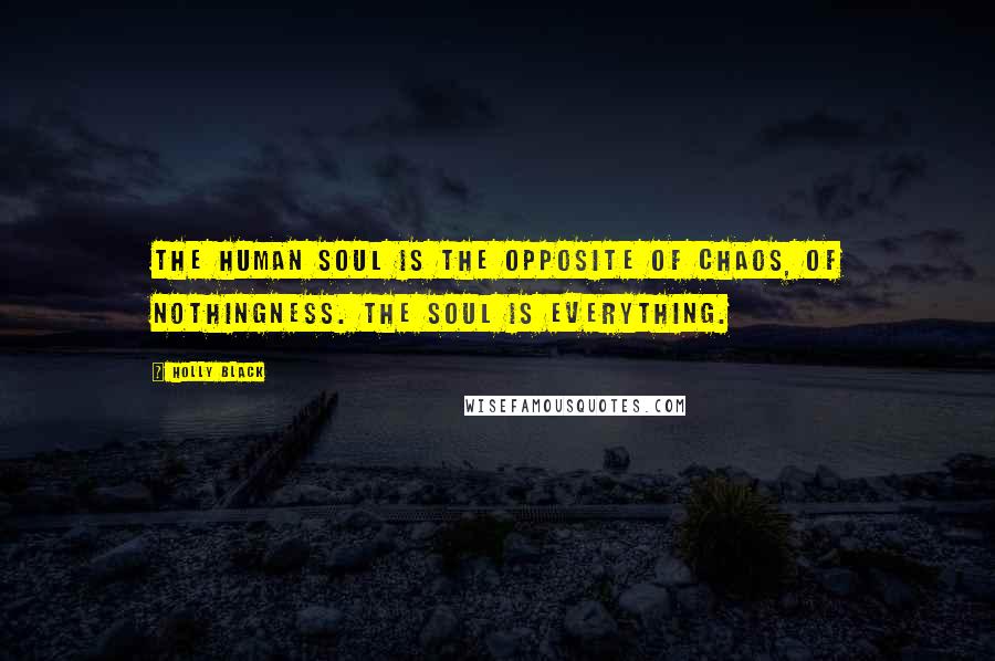 Holly Black Quotes: The human soul is the opposite of chaos, of nothingness. The soul is everything.