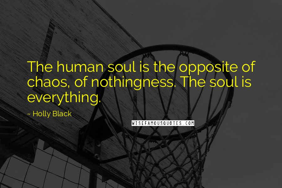 Holly Black Quotes: The human soul is the opposite of chaos, of nothingness. The soul is everything.