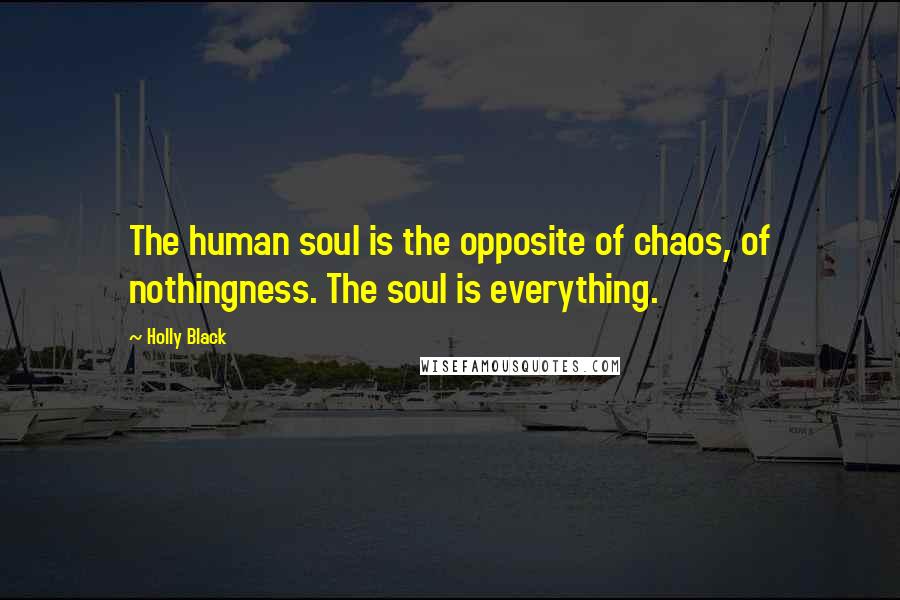 Holly Black Quotes: The human soul is the opposite of chaos, of nothingness. The soul is everything.