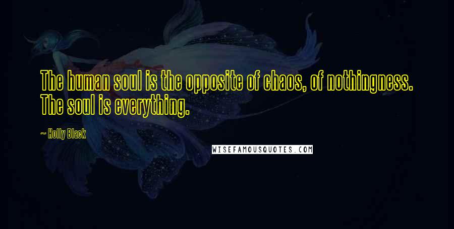 Holly Black Quotes: The human soul is the opposite of chaos, of nothingness. The soul is everything.