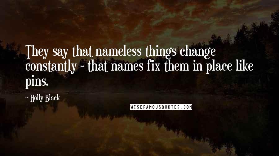 Holly Black Quotes: They say that nameless things change constantly - that names fix them in place like pins.